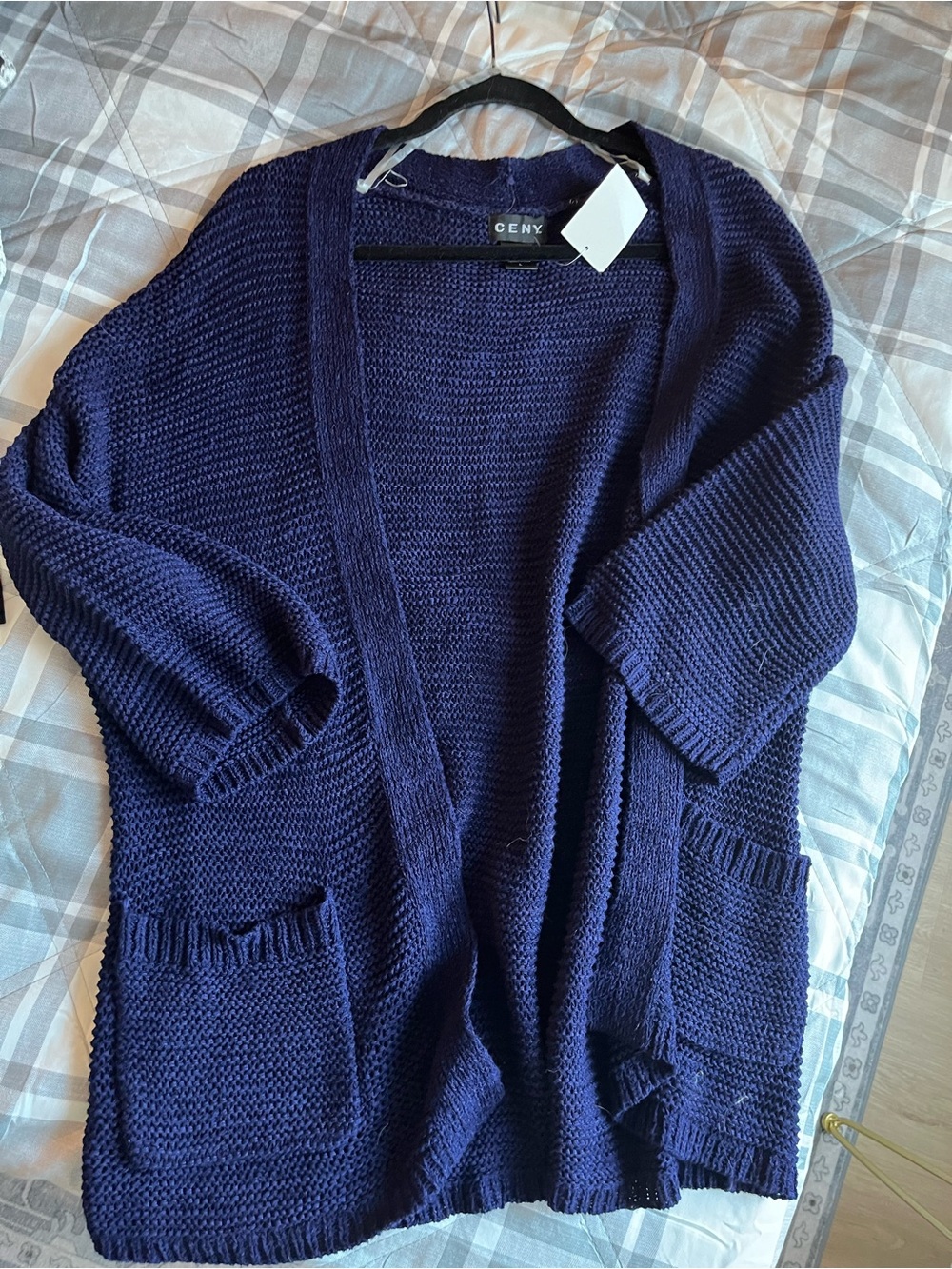 CENY Nordstrom Navy Open-uFront Knit Cardigan